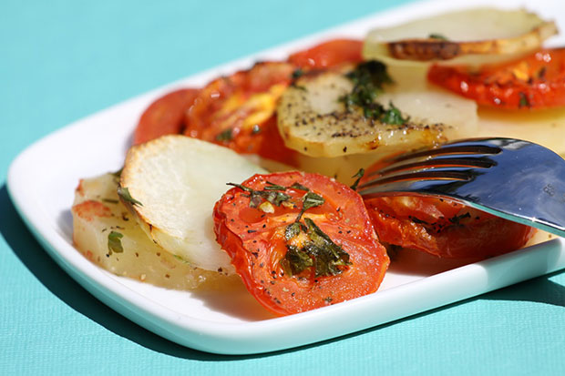 Baked Potatoes and Tomatoes