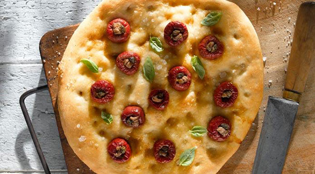 FOCACCIA WITH STUFFED TOMATOES 