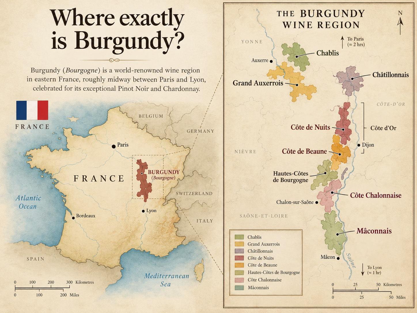 Burgundy Wine Region Map